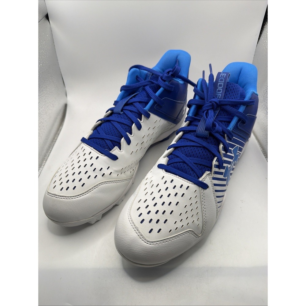 BRAND NEW Under Armour Men's Blue & White Baseball‎ Softball Cleats Size 13